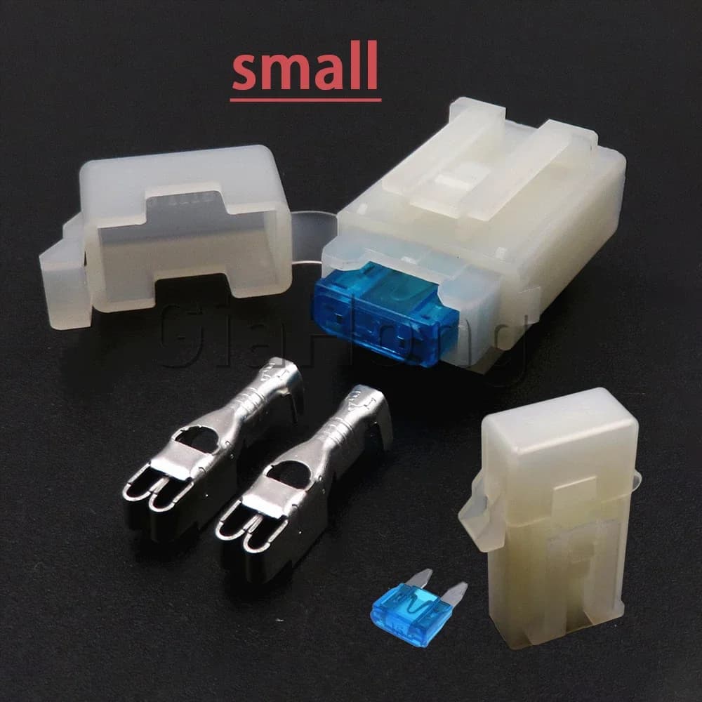 Set di 1 Mini Portafusibile in Linea Tipo Lama con Terminale e Connettore di Alimentazione Auto per Assemblaggio AC