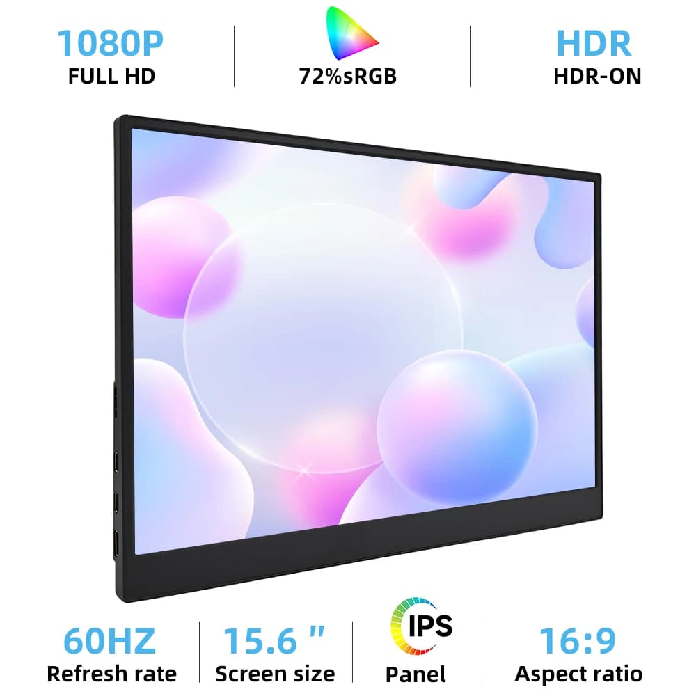 ZSUS 15.6-Inch 1920*1080 Portable Monitor 1080P For Laptop XBox PS4/ 5 Switch Cell Phone PC Extension Mobile Mointor