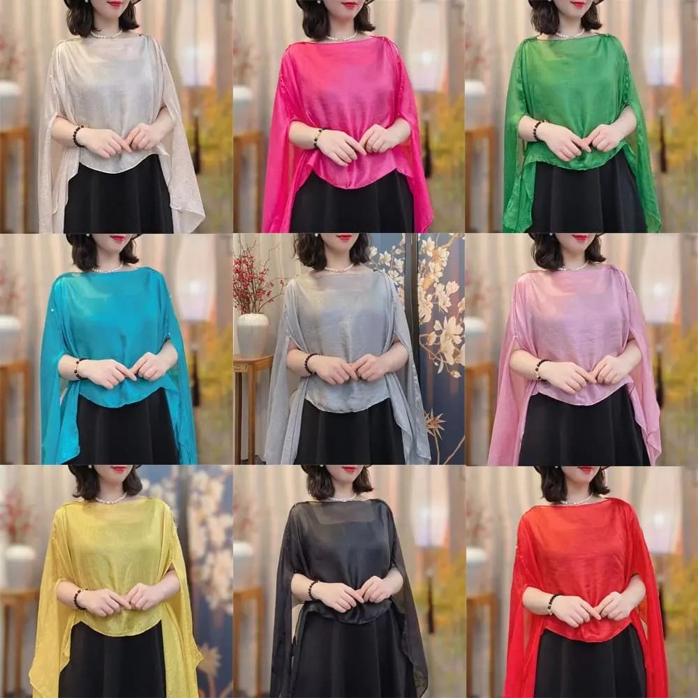 Mantello in Chiffon Monocolore da Donna, Sciarpa, Cappotto, Giacca, Mantellina da Sera per Feste, per Donne e Ragazze