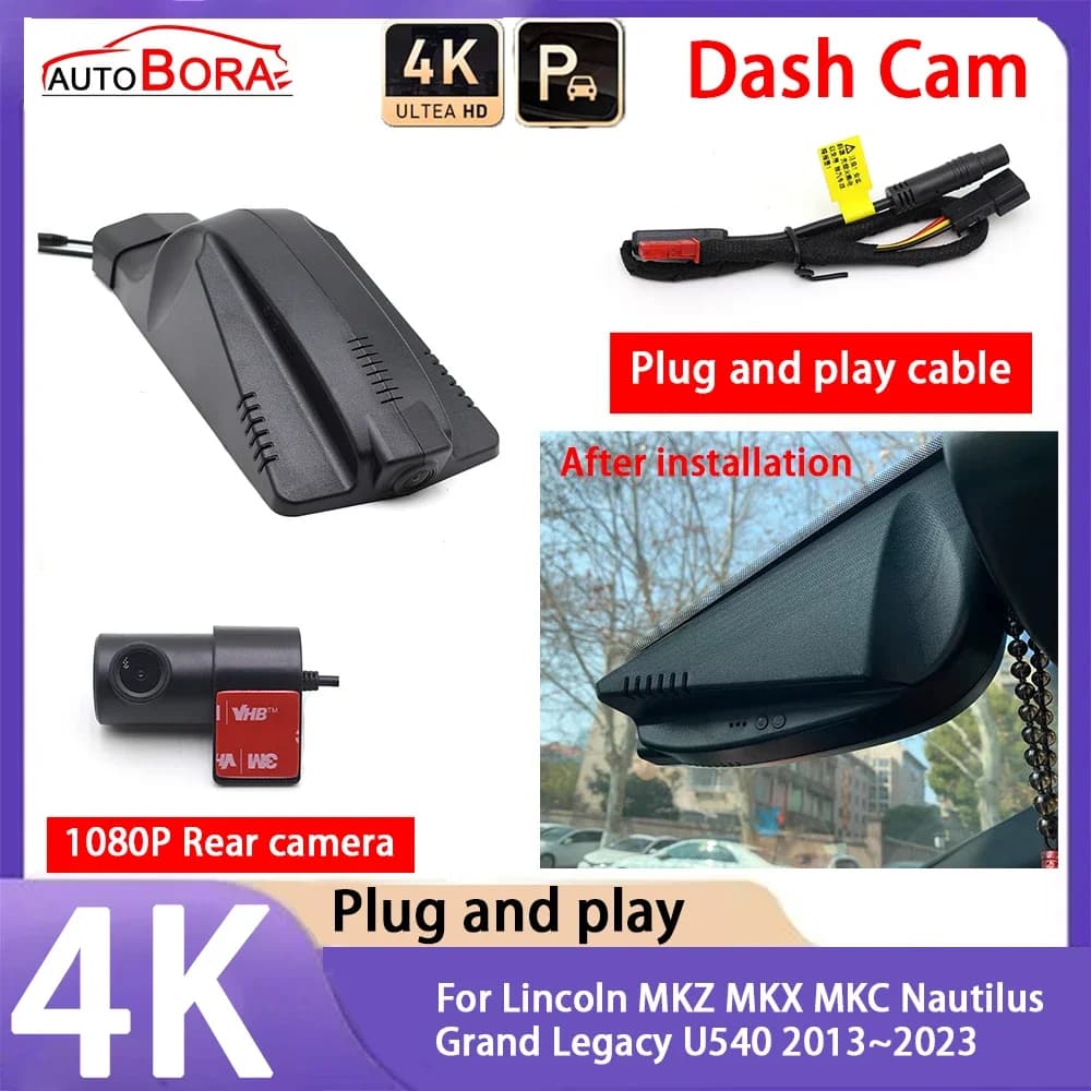 4K 2160P Plug and Play UHD Auto Dash Cam DVR Night Vision Camera for Lincoln MKZ MKX MKC Nautilus Grand Legacy U540 2013 ~ 2023
