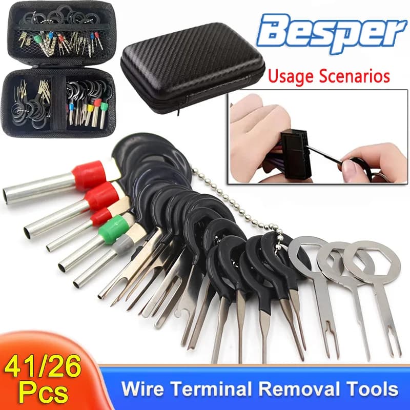 41/26 pezzi set di strumenti per la rimozione del terminale dell'auto perno chiave accessori per kit estrattore connettore a crimpare cavo elettrico per auto
