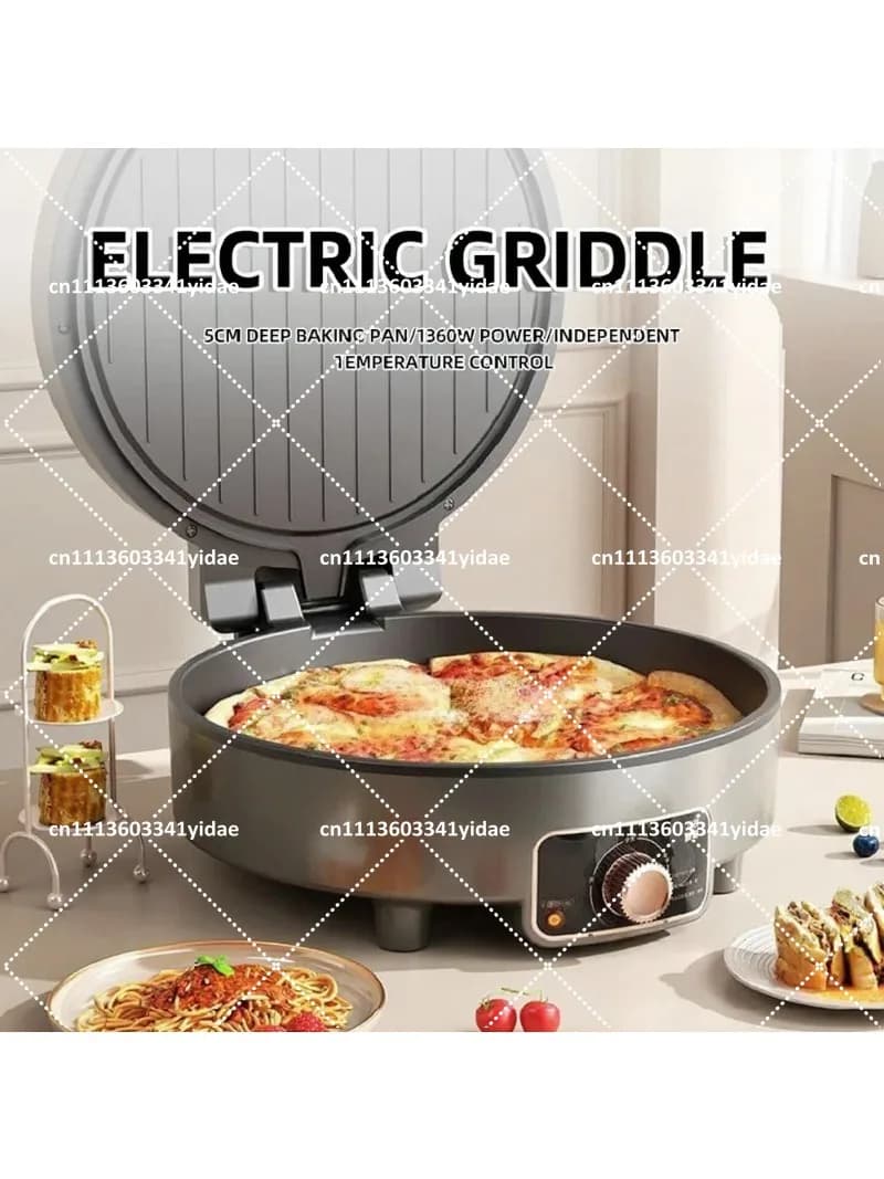 30cm Deep Electric Pancake Pan, Double-Sided Heating, Non-Stick Frying & Baking Machine for Home Kitchen