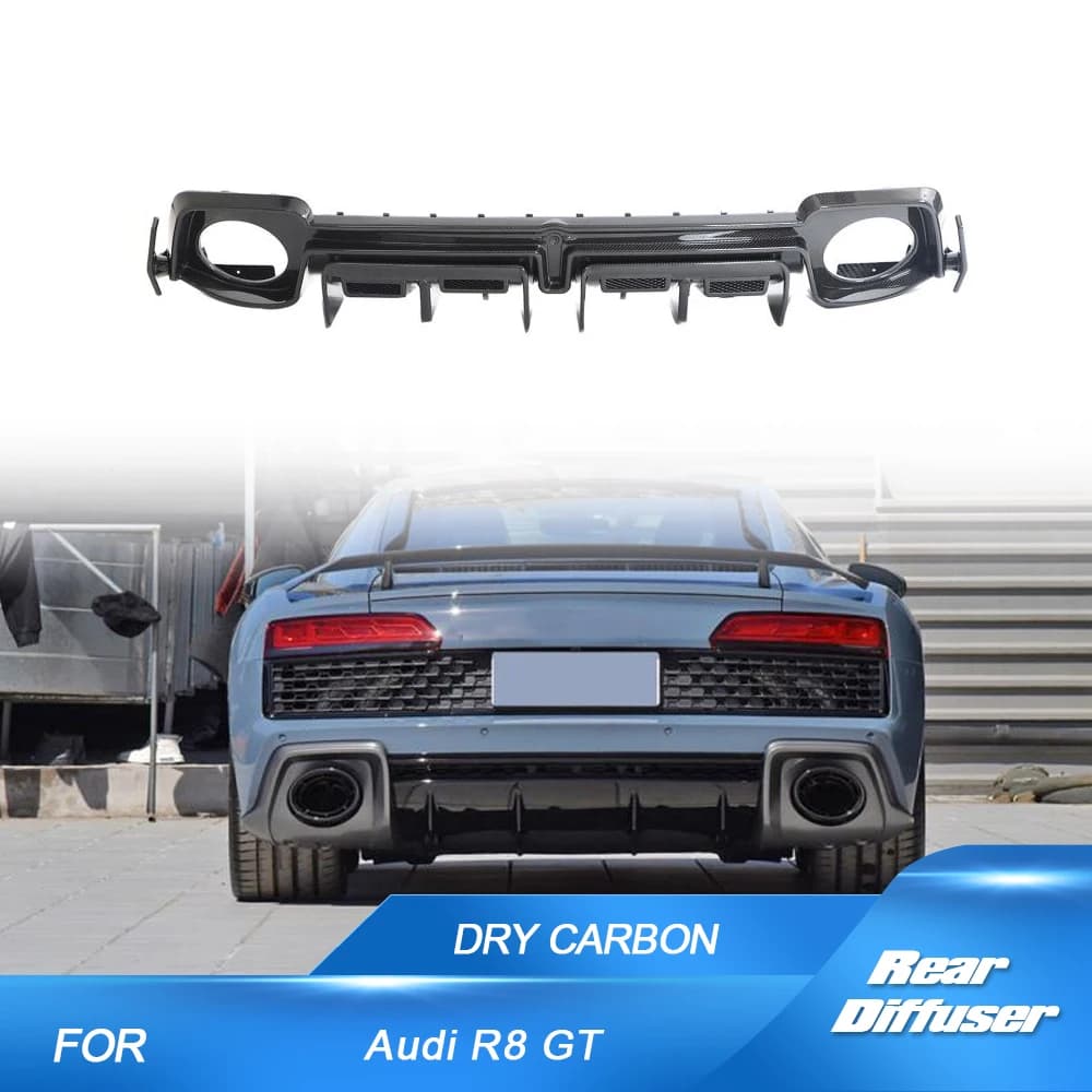 Prepreg Dry Carbon Car Rear Bumper Diffuser Spoiler Lip for Audi R8 V10 GT Performance Coupe 2023 Facelift New R8 Diffuser