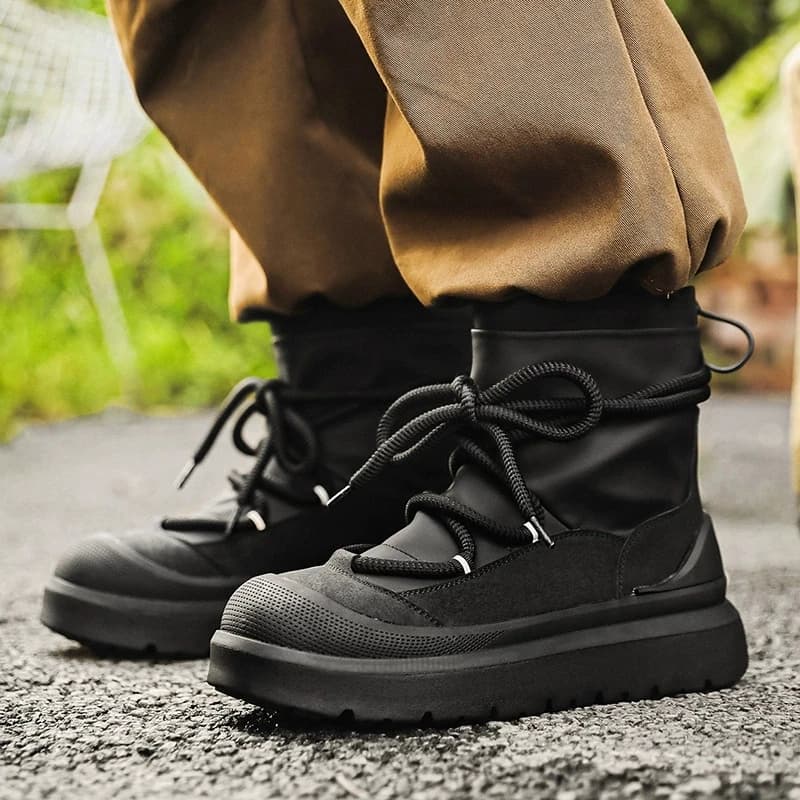 Stivali da Uomo in Cotone di Design, Stivaletti Invernali da Neve, Scarpe Casual da Uomo Impermeabili Antiscivolo con Fodera in Peluche, Stivali da Lavoro Caldi
