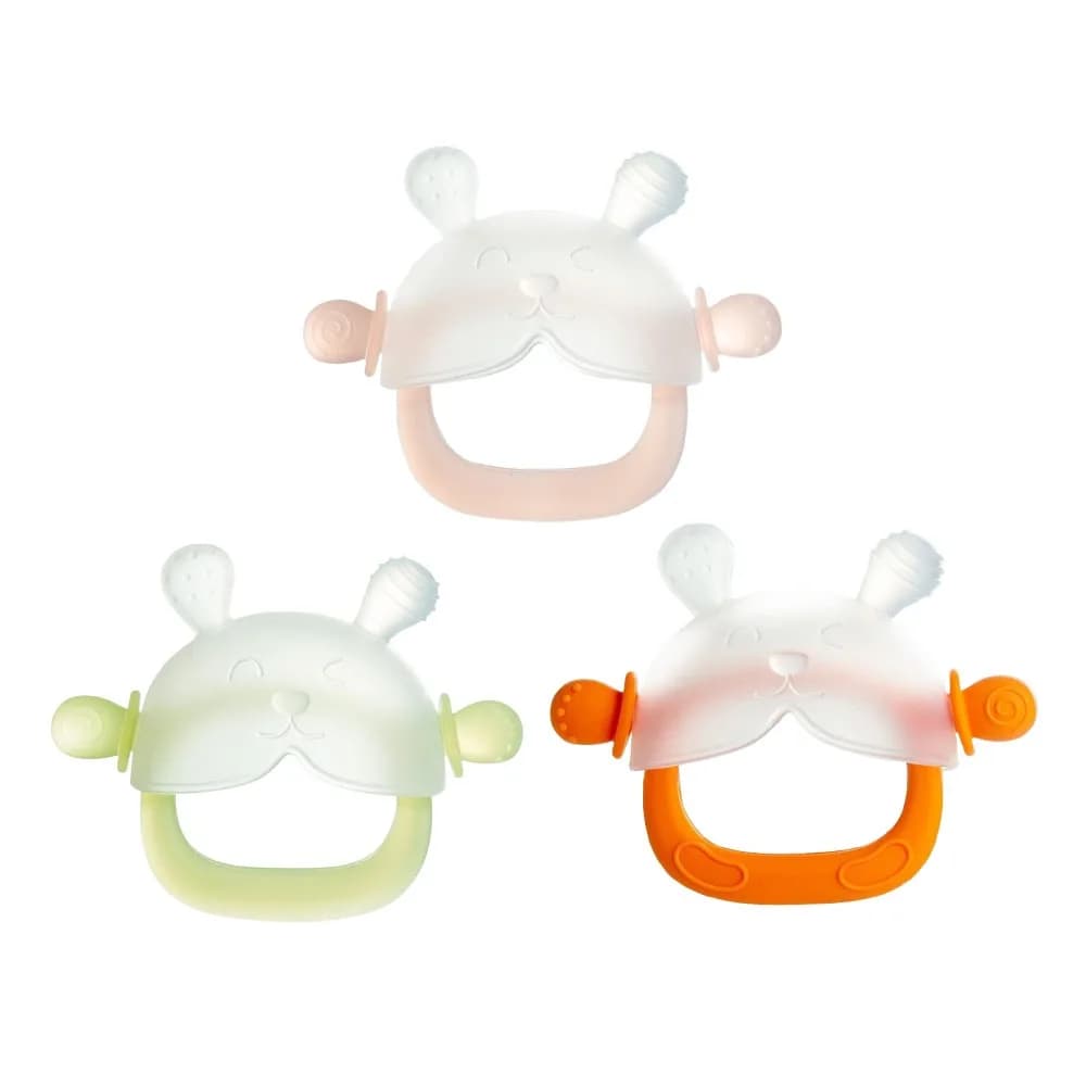 3 pz Anti-mordere Morbido Silicone Coniglietto Dentizione Giocattolo BPA Libero Del Fumetto Anello Massaggiagengive Food Grade Anti-Pollice Molare Bastone Da Masticare Del Bambino