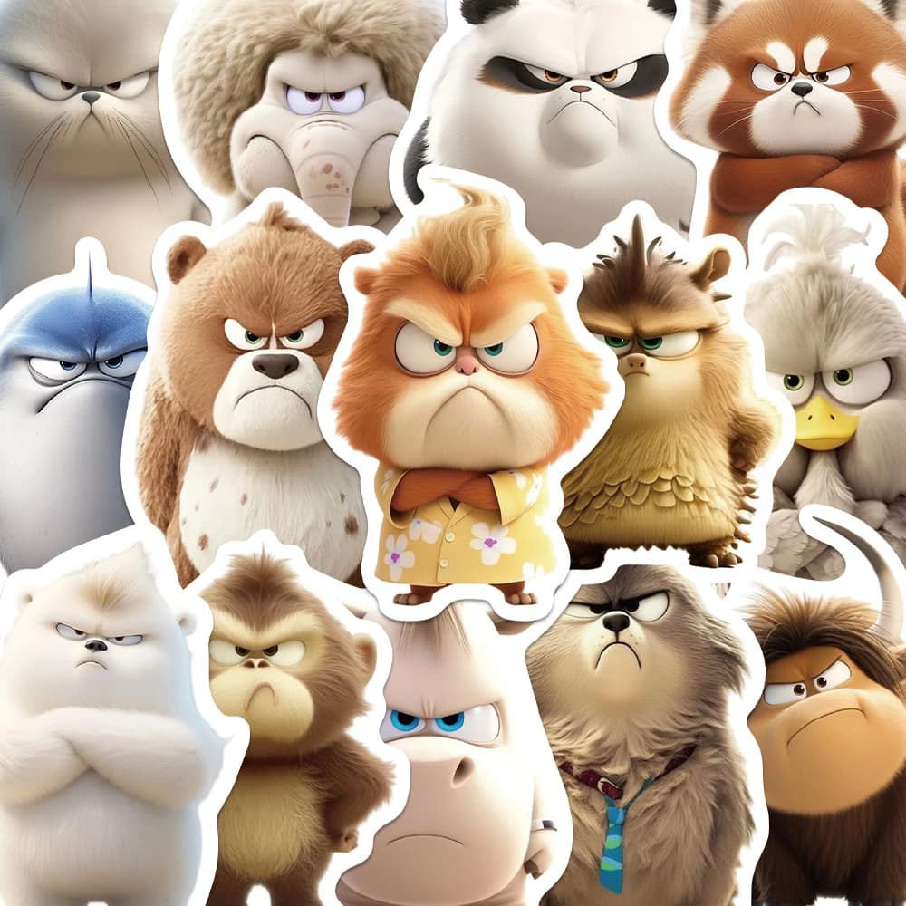 50 pieces angry funny animals pixar stickers cartoon graffiti decal notebook diy guitar baggage stickers for bicycle helmet for students