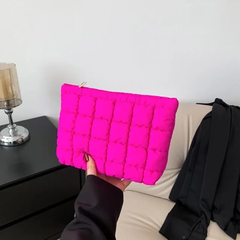 Quilted Bag for Women Cosmetics Portable Square Bag to Repose Makeup Pouches Simple Girl Lipstick Organizer Toiletry Small Bag