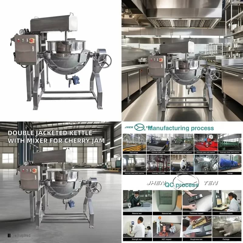 Recycling Machine 2026 New Cooking Equipment Grinder for Cherry Jam Making Double Jacketed Kettle with Mixer for Bakery Food