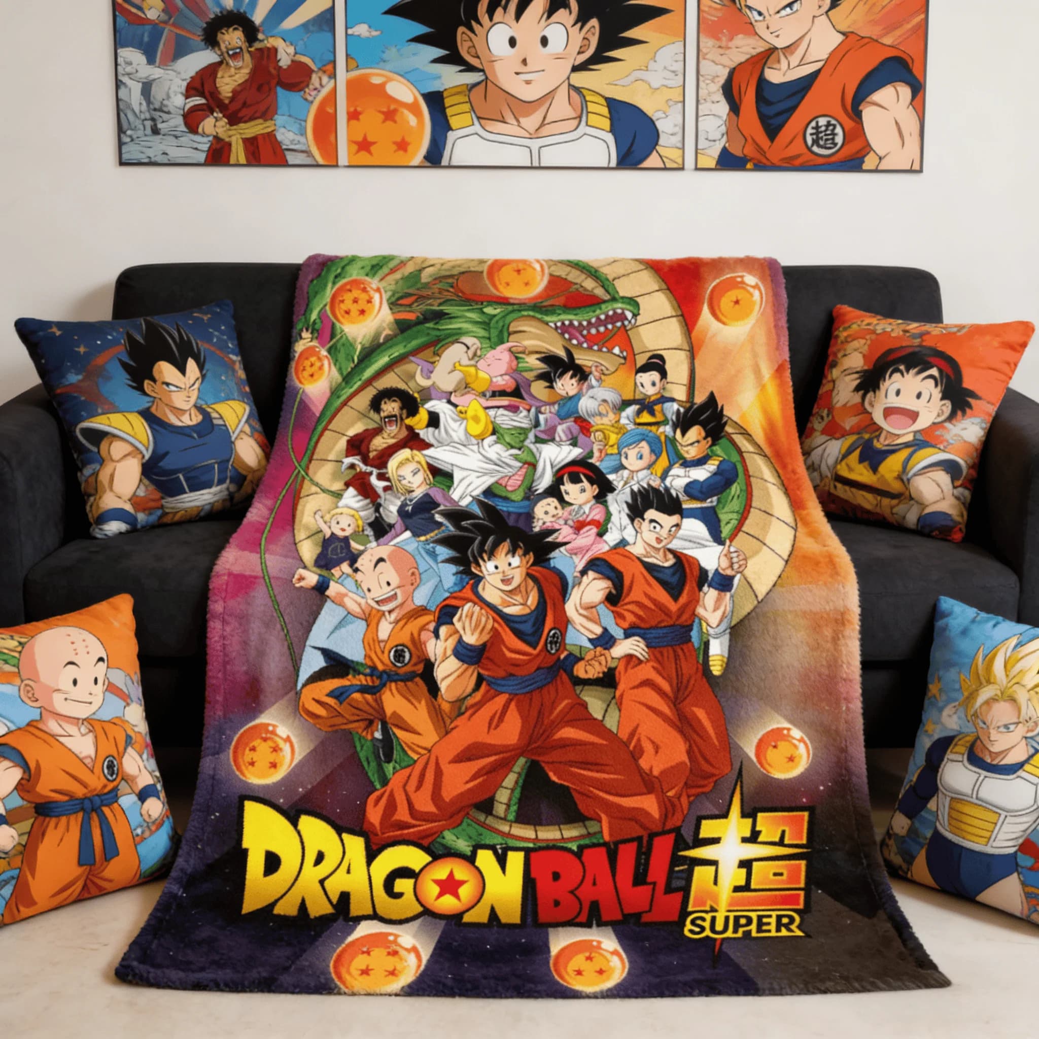 Coperta in pile stampata 3D Dragon Ball Super con tutti i personaggi, morbida e calda, per letto, divano e camera da letto - Collezione Estate 2026