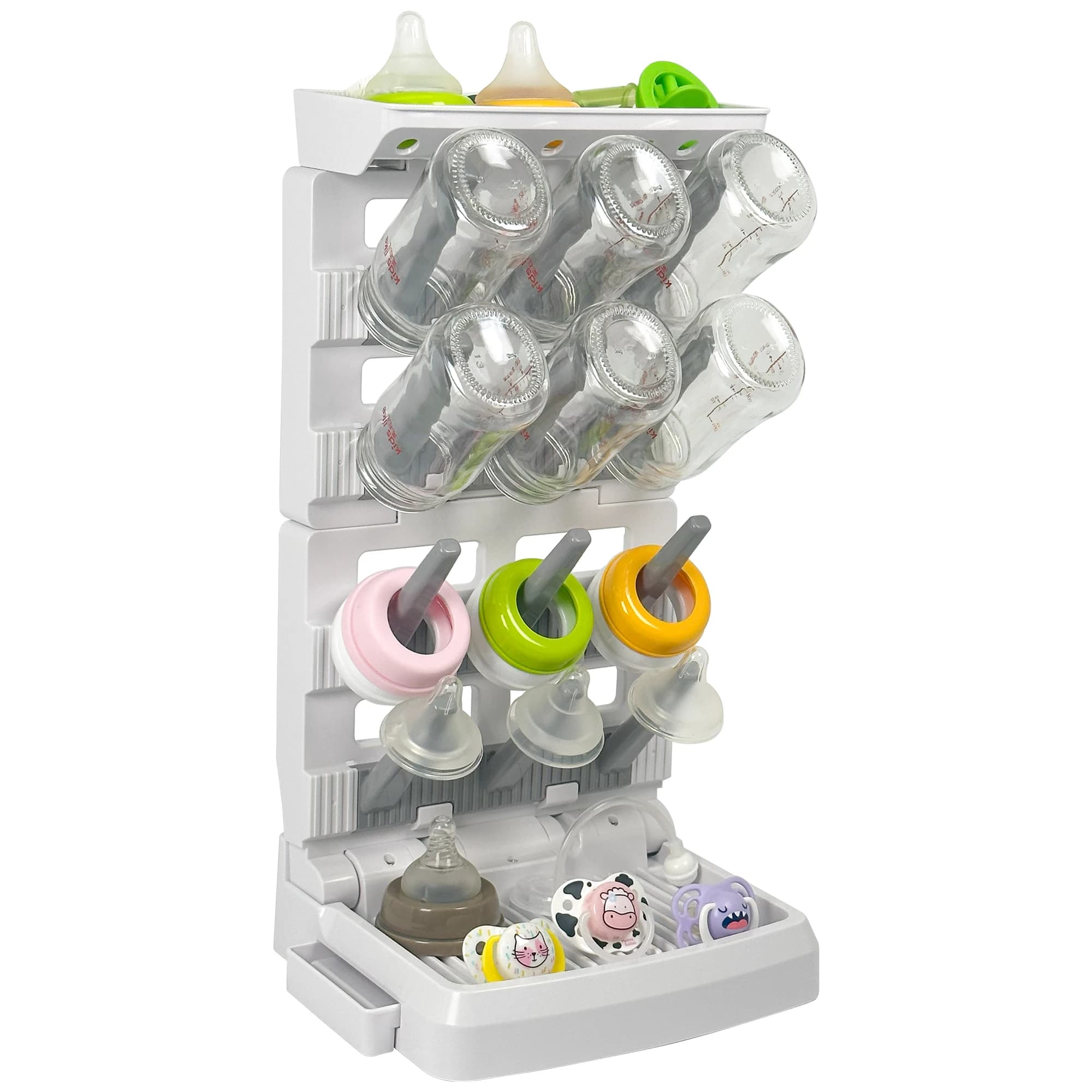 Detachable vertical rod for bottle, space saving and highly efficient in air drying, suitable for various children's products