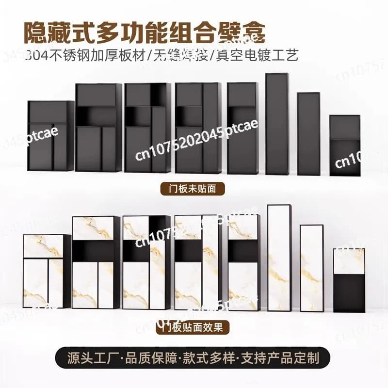 Bathroom recessed handkerchief box, folding niche for WC, 304 stainless steel cabinet, toilet niche with hidden basket