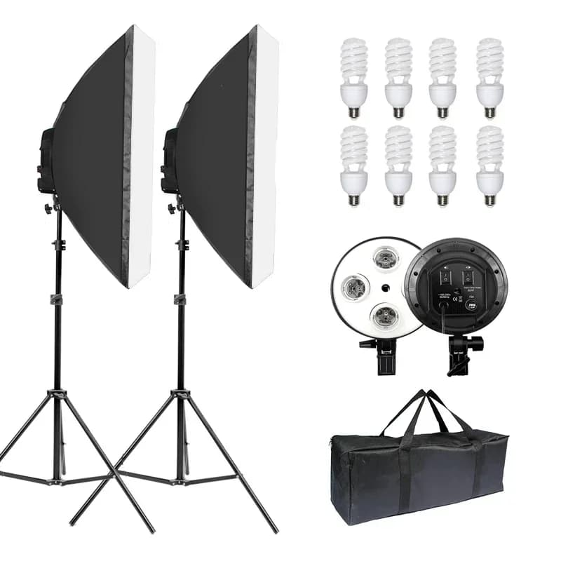 Kit di illuminazione per studio fotografico con portalampada E27 4in1 per foto, video, ritratti e riprese di prodotti con softbox continuo