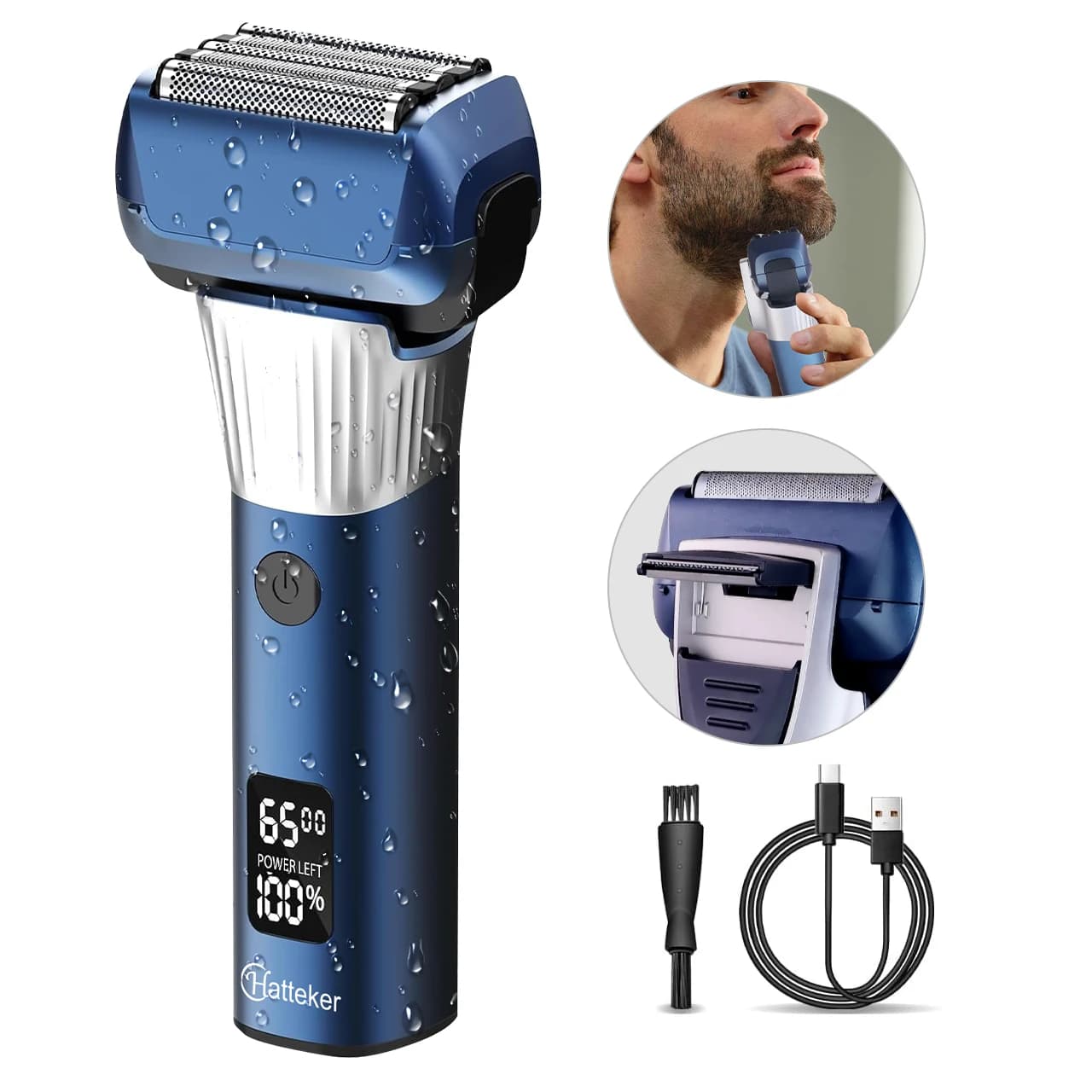 Hatteker 5-D Rasoio alternativo per uomo Uso domestico Barba Trimmer con display digitale LCD Sbiancante a rete Macchina per taglio di capelli USB