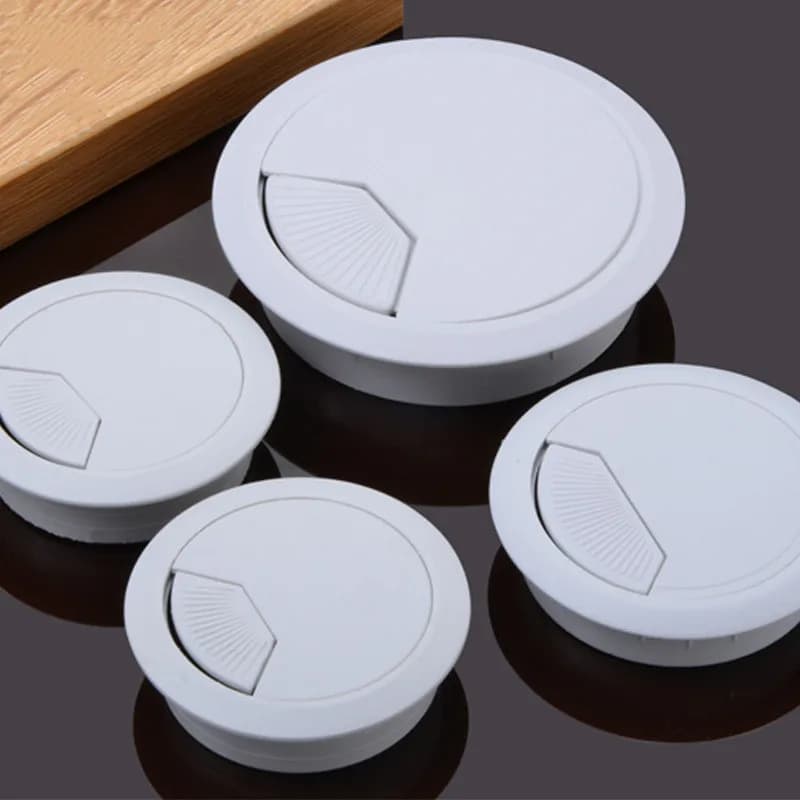 Passacavo da scrivania in plastica da 60mm con foro per cavo rotondo cavo di copertura passacavi da scrivania organizzare fili organizzatore ufficio casa uso quotidiano bianco