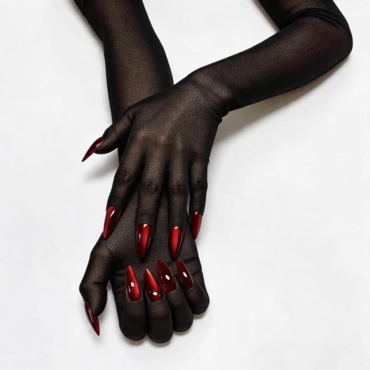Ultra-thin Seamless Stocking Gloves - 3D Cat-eye Nail Covers - Fashion Five-finger Stocking Gloves - Decorative Gloves