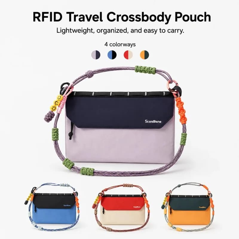 RFID Blocking Travel Crossbody Bag Waterproof Nylon Passport Holder Wallet Ultralight 145g Shoulder Phone Bag for Women Men