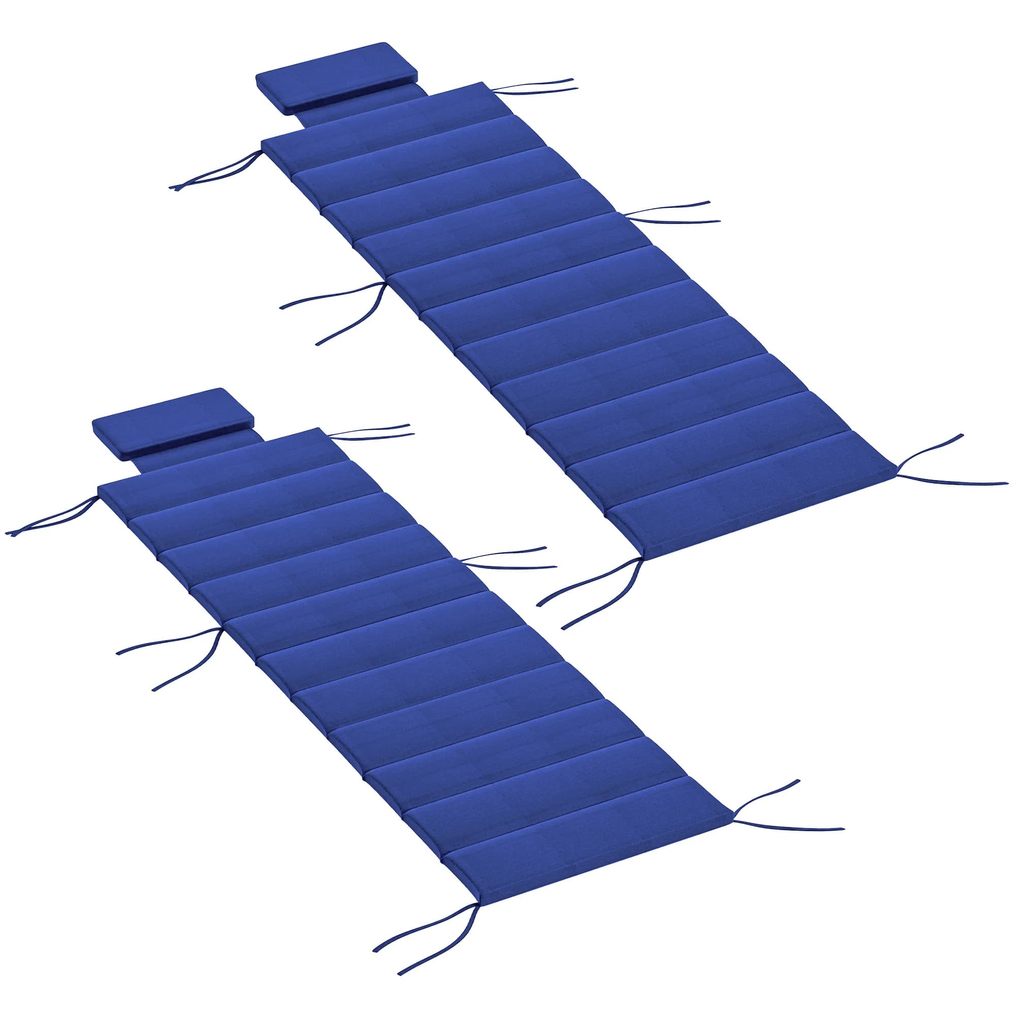 Set di 2 cuscini pieghevoli per chaise longue, set di cuscini per sedia a sdraio da esterno, UPF50+ 230gsm Olefin, 80" x 26" Blu scuro