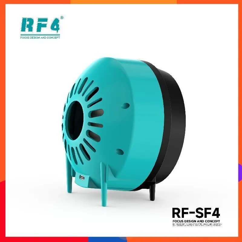 Estrattore di fumo RF4 SF4 8 ° Design di inclinazione in avanti Alimentato tramite USB Finitura blu-verde elegante per saldatura su PCB Creazione di gioielli Visualizzazione chiara