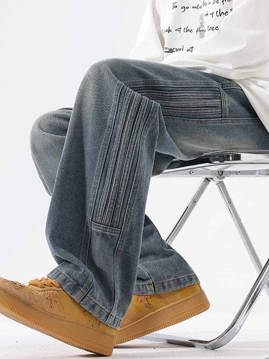 Jeans Trendy Tee-Bar con Inserti, Pantaloni Lunghi Casual da Uomo, Resistenti all'Usura, Comodi e alla Moda per Primavera e Autunno