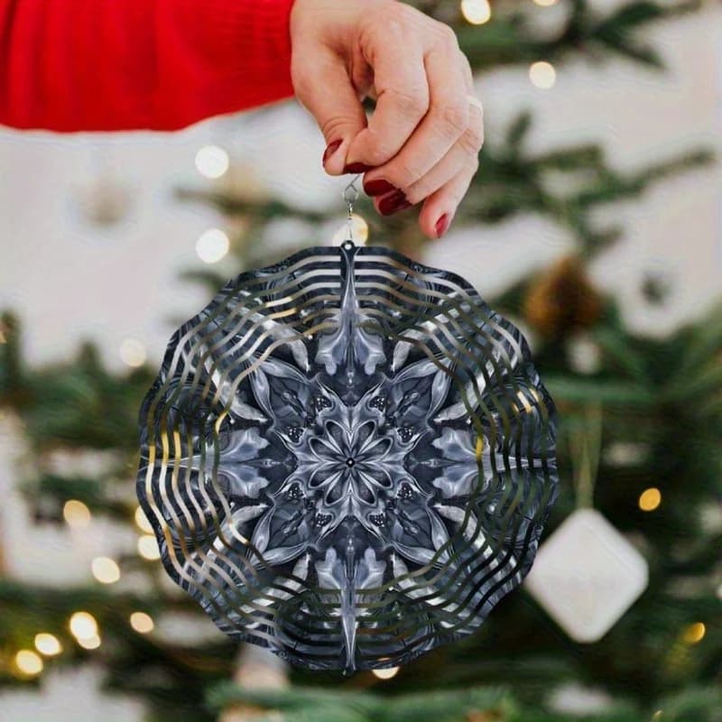 Campanella a vento girevole sospesa da 10 pollici (360 ° Gancio, scultura da parete) | Decorazione da giardino | Regalo di Halloween e Natale