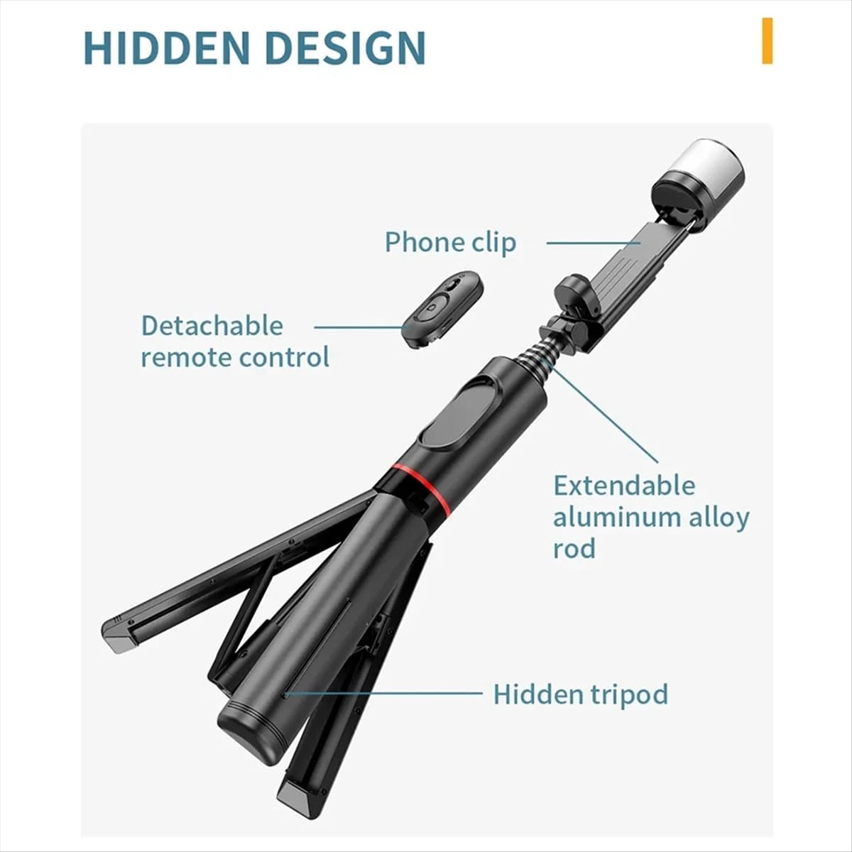 B21B Q12S Foldable Wireless Selfie Stick Bluetooth Monopod with Remote Shutter Fill Light Tripod for Android