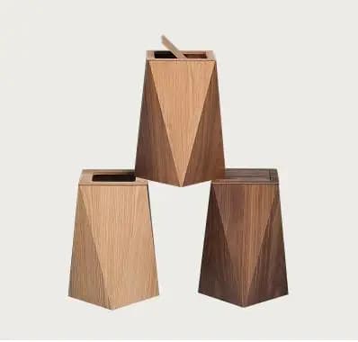 Bidone della spazzatura creativo a forma di diamante Soggiorno con coperchio Bidone della spazzatura in legno Cestino della carta dei rifiuti Bidone portaoggetti Articoli per la casa