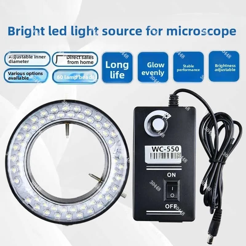 Sorgente luminosa a LED per microscopio Diametro interno 60 mm Anello luminoso stereo 56/60 perline Illuminazione focalizzata regolabile