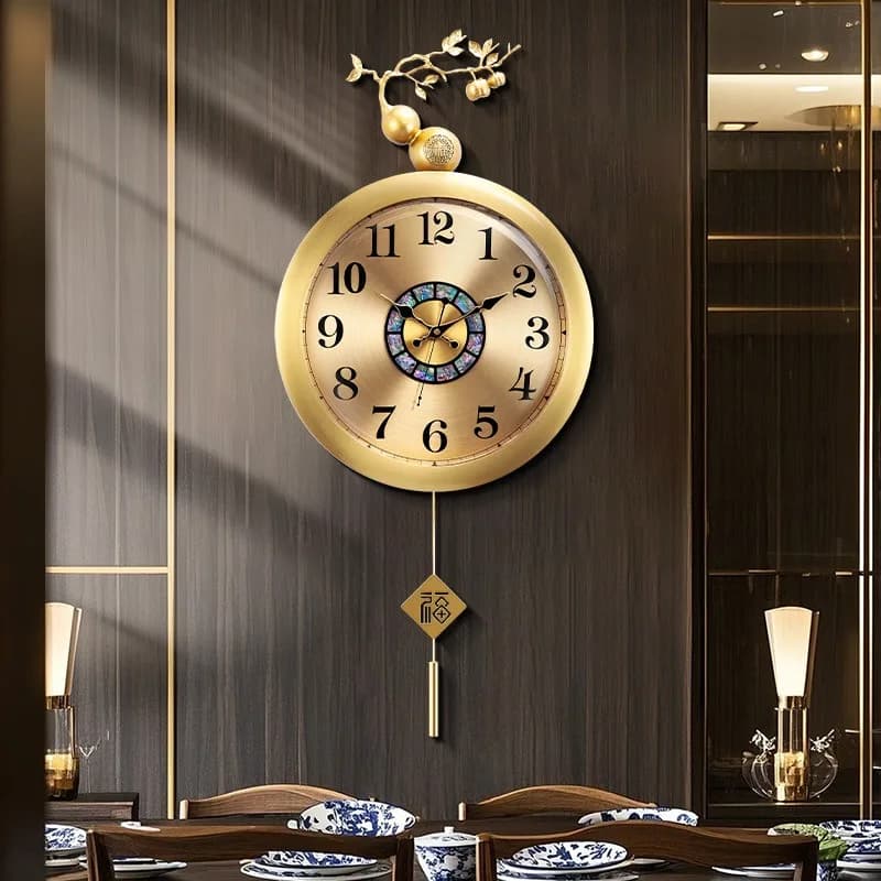 Douyin Xiaohongshu popular gourd living room home creative new Chinese light luxury clock quartz clock wall clock