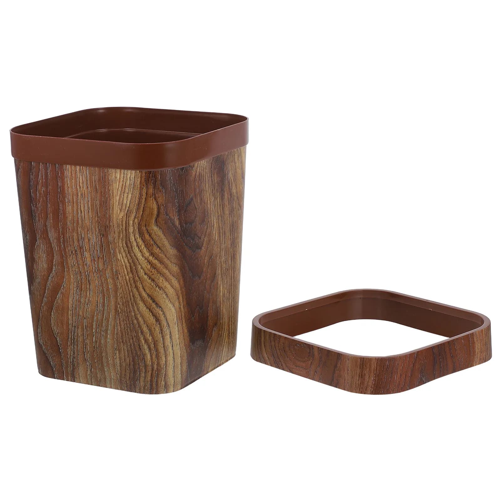 Cestino per Rifiuti con Anello di Fissaggio per Sacchetti, Stile Rustico per Bagno, Camera da Letto, Cucina, Cestino Moderno