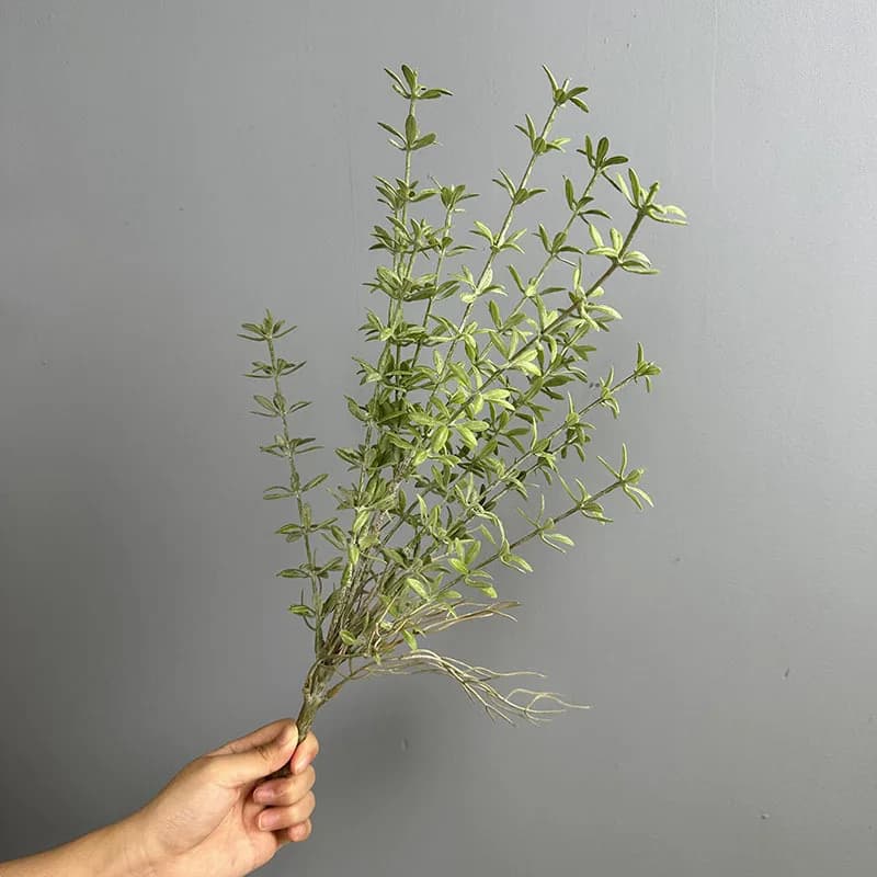 6 Pezzi di Bouquet Artificiale di Rosmarino, Piante Verdi in Plastica, Decorazione per Balcone, Erba Simulata, Fiore Finto per Decorazione Tavolo