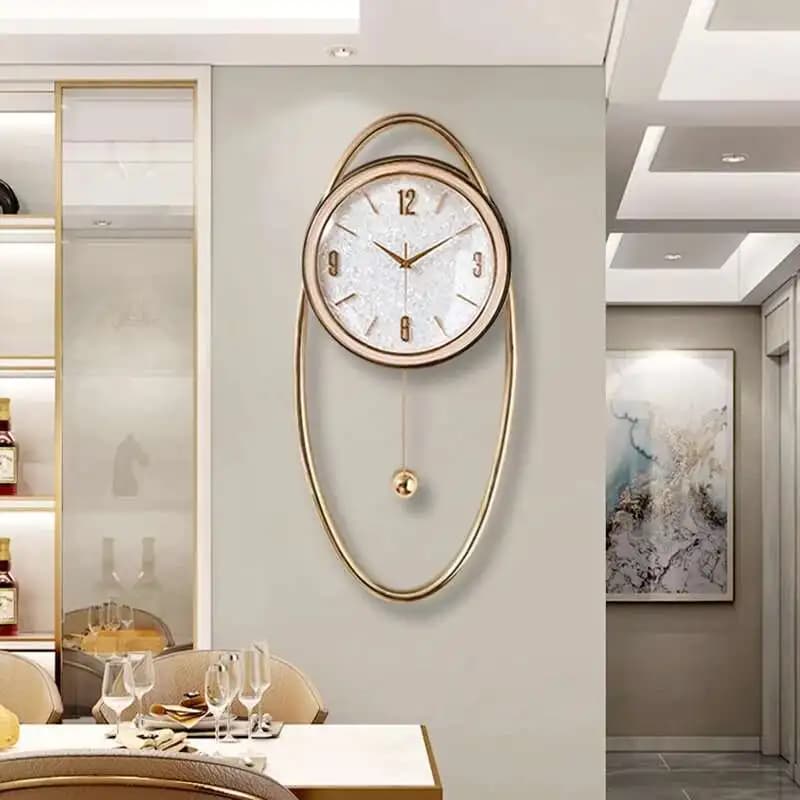 Orologio da Parete Design Nordico, Moderno per Soggiorno, Meccanismo a Pendolo, Orologio Digitale da Parete, Decorazione Murale