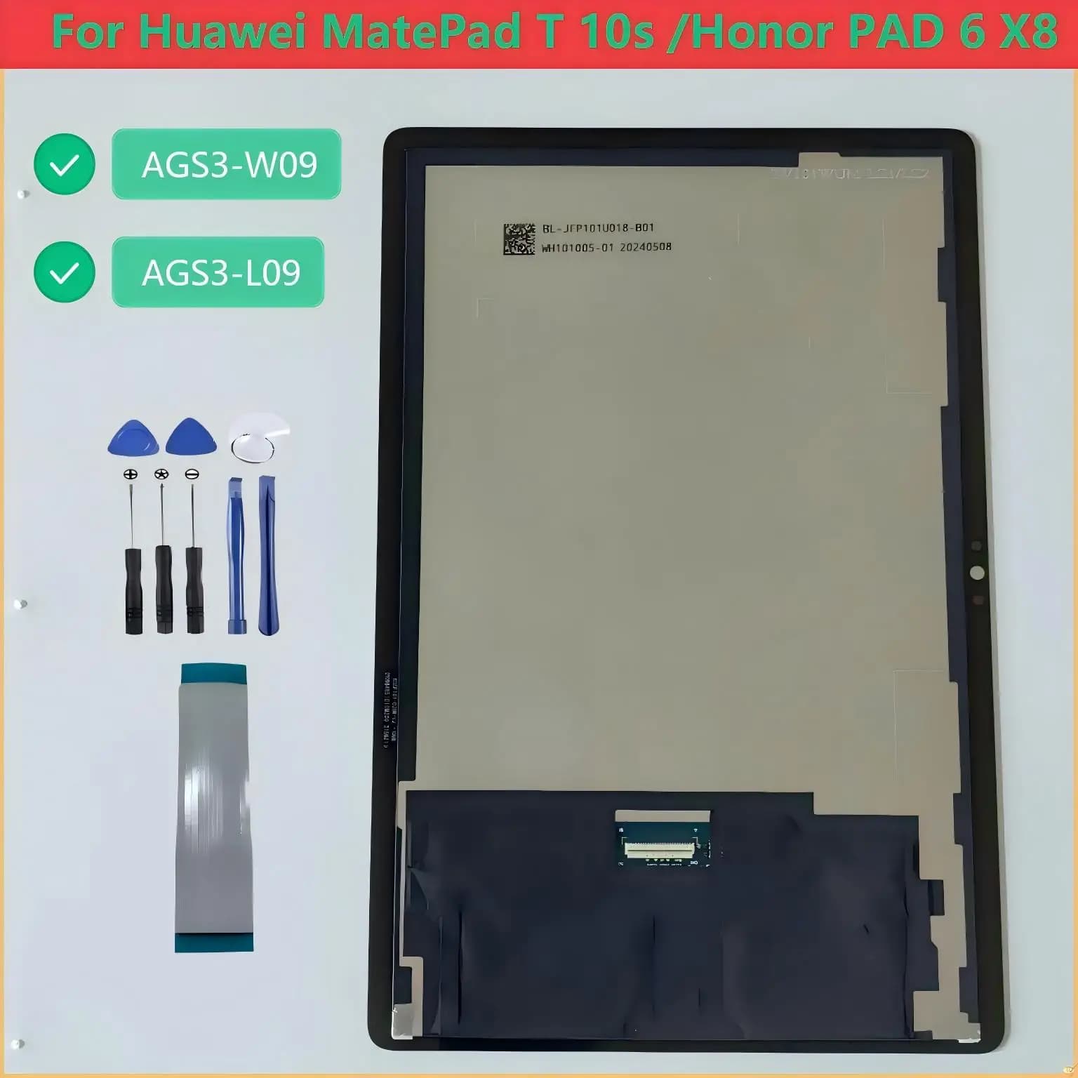 NUOVO Display LCD Touch Screen Digitizer in Vetro per Huawei MatePad T 10s Honor Pad 6 X8 AGS3-L09 AGS3-W09 10.1" - Ricambio per Riparazione