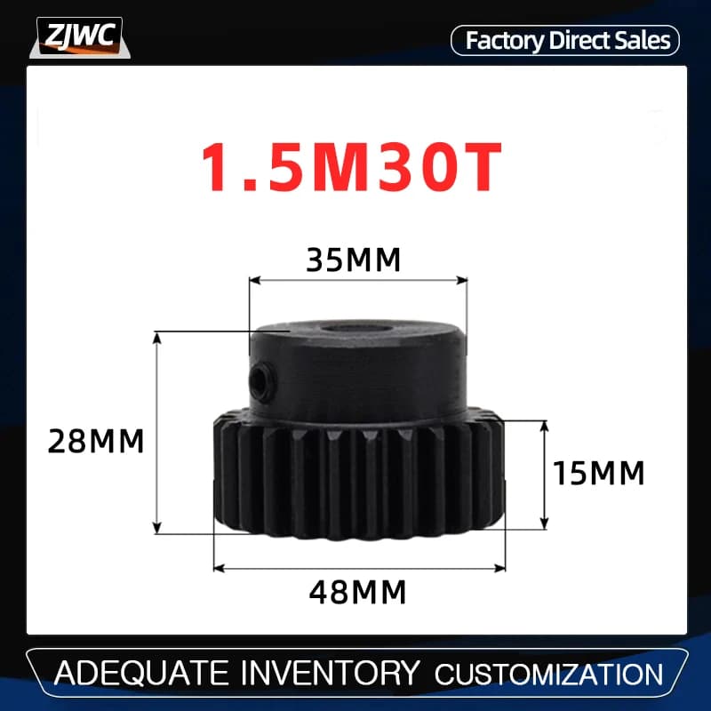 1.5 M 30 T 1.5 Mod 30 teeth steel sprocket tooth sprocket hole about 10mm cylindrical gears precision 45# steel sprocket Cnc