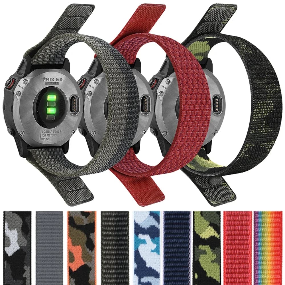Cinturino ad anello in nylon QuickFit da 22mm 26mm per Garmin Fenix 7 7X 51mm 6 6X Pro Sport Band 5X 5Plus 3HR Forerunner 965 cinturino intrecciato