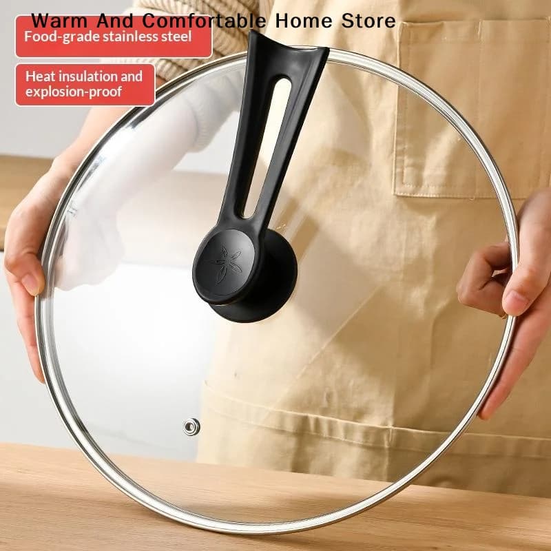 【W】Tempered Glass Round Frying Pan Cover Visible Vertical Lid Pot Lid Cookware Parts Kitchen Accessories 14-34cm