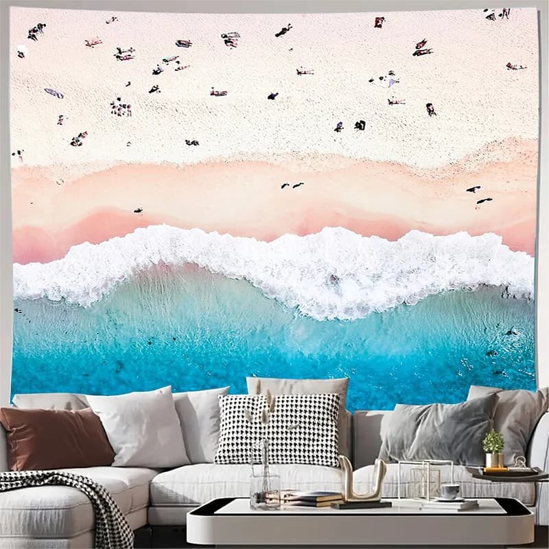 Ocean Wave Tapestry Beach Wall Hanging Aesthetic Room Decor Coastal Home Decor Large Wall Art Nature Landscape Textile Gift