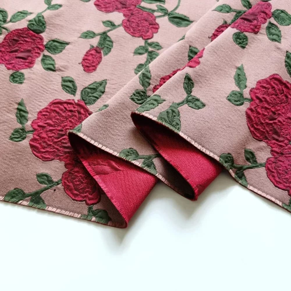 Jacquard Damask Fabric Yarn-dyed Rose Handmade Bag Sofa Fabric Fashion Clothing Fabrics Per Meter