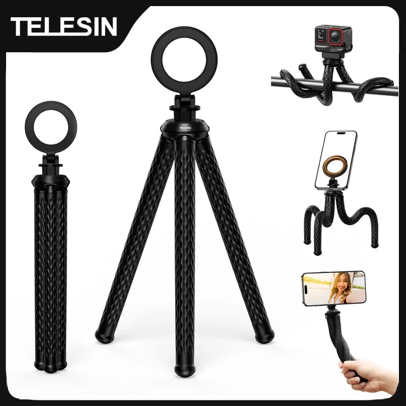 TELESIN Octopus Quick release magnetic tripod Mini phone stand for iPhone 15 14 13 Pro Promax HUAWEI SAMSUNG XIAOMI