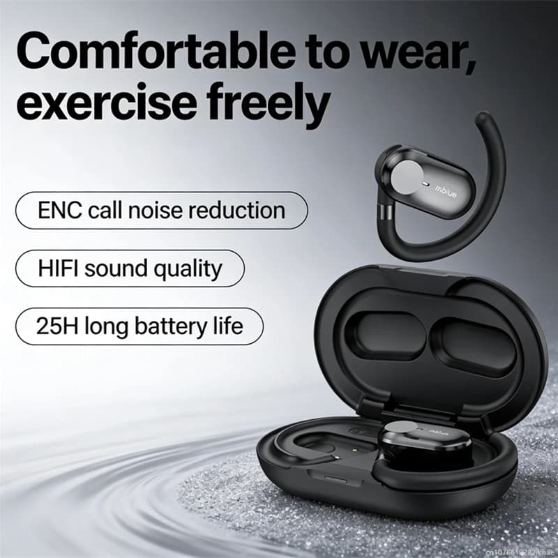 Mblue H06 Auricolari Open-Ear Wireless Bluetooth 5.4, Chiamate HD, Cuffie Sportive con Cancellazione del Rumore ENC, Lunga Autonomia 360mAh