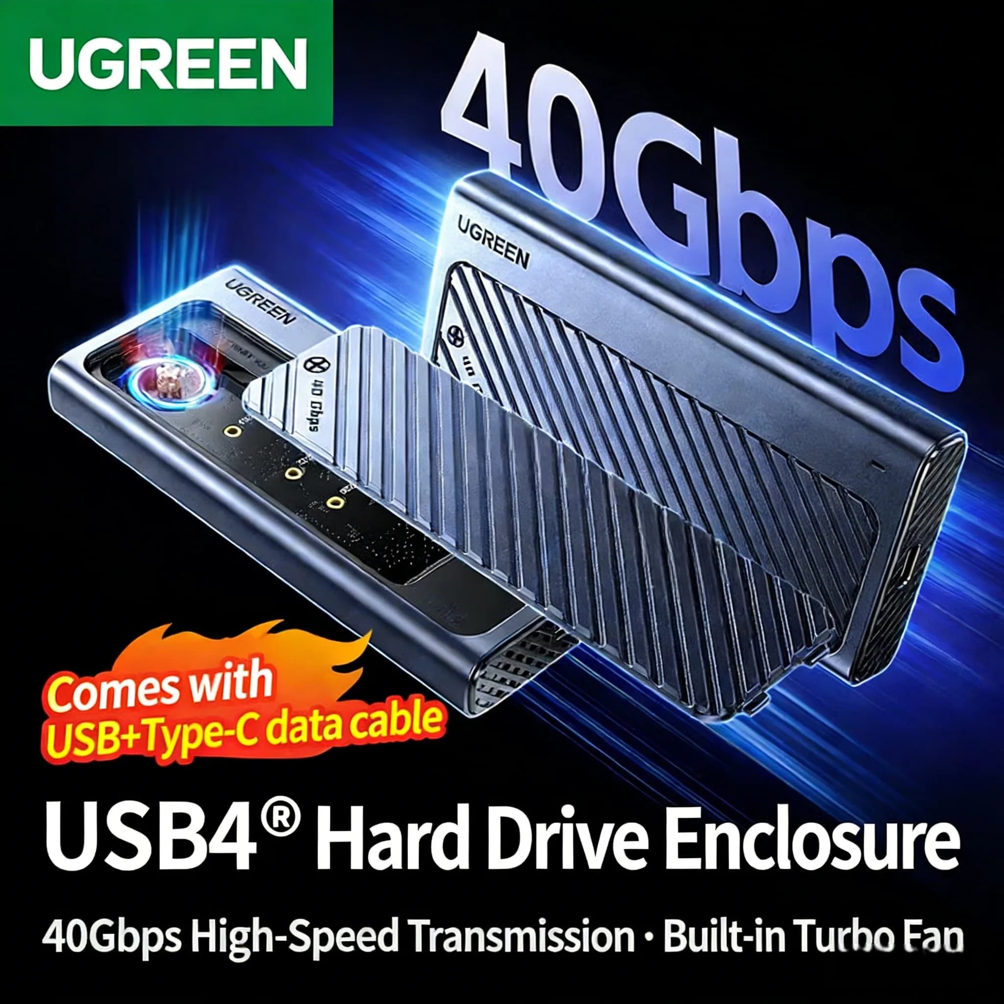 UGREEN CM850 Enclosure USB4 40Gbps M.2 NVMe, Thunderbolt 3/4, SSD Esterno Type-C per Laptop, Desktop, Telefoni
