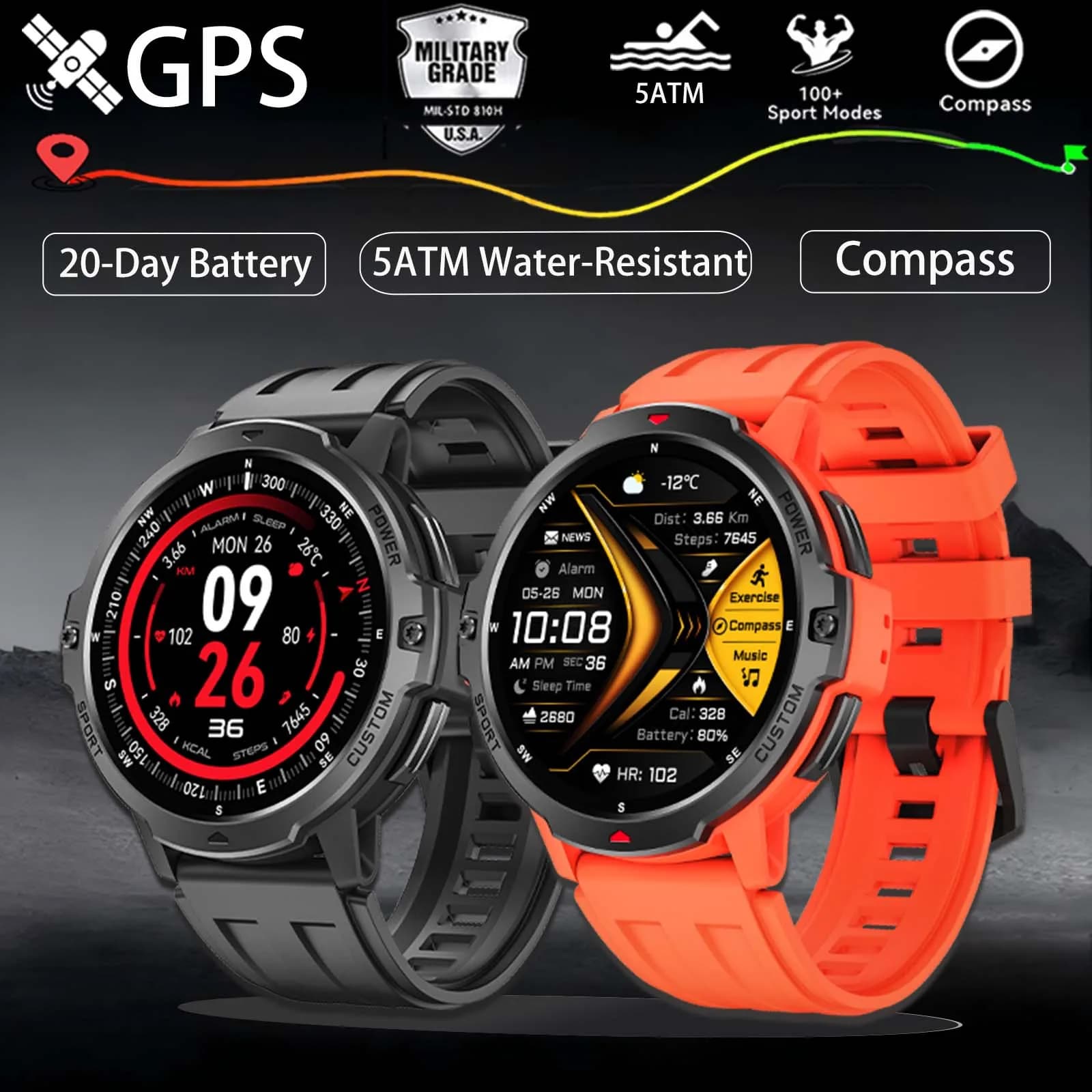 Smart Watch Regalo NFC GPS IP 68 Fitness Tracking Assistente vocale da 1,6 pollici Bussola Bluetooth Quadranti fai da te Sport Smartwatch 2025