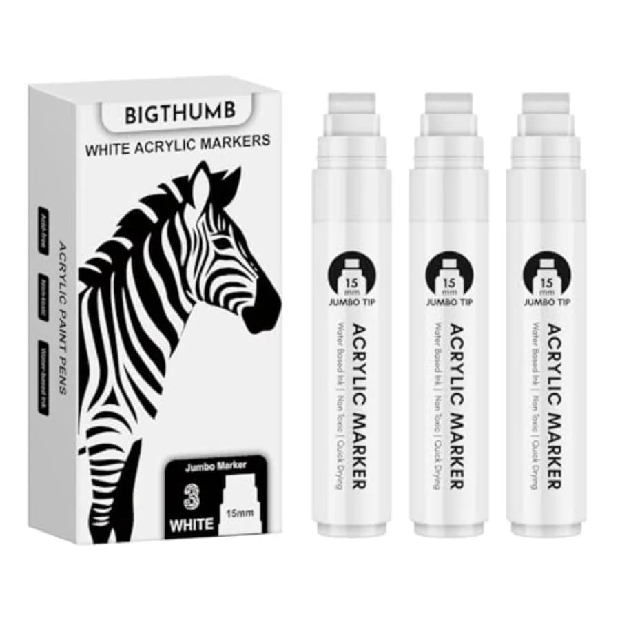 Thick Jumbo Poster Markers: 3 Pcs 15mm Wide Tip Large Acrylic Paint Pens Big Permanent Markers Calligraphy Marker for Rock Pain