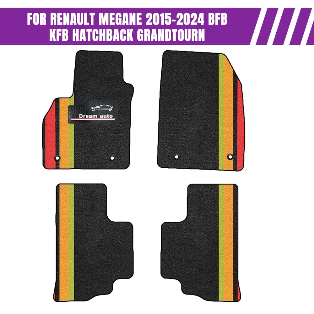 Car mats with buttons for Renault megane 2015-2024 BFB KFB hatchback Grandtourn Car mats