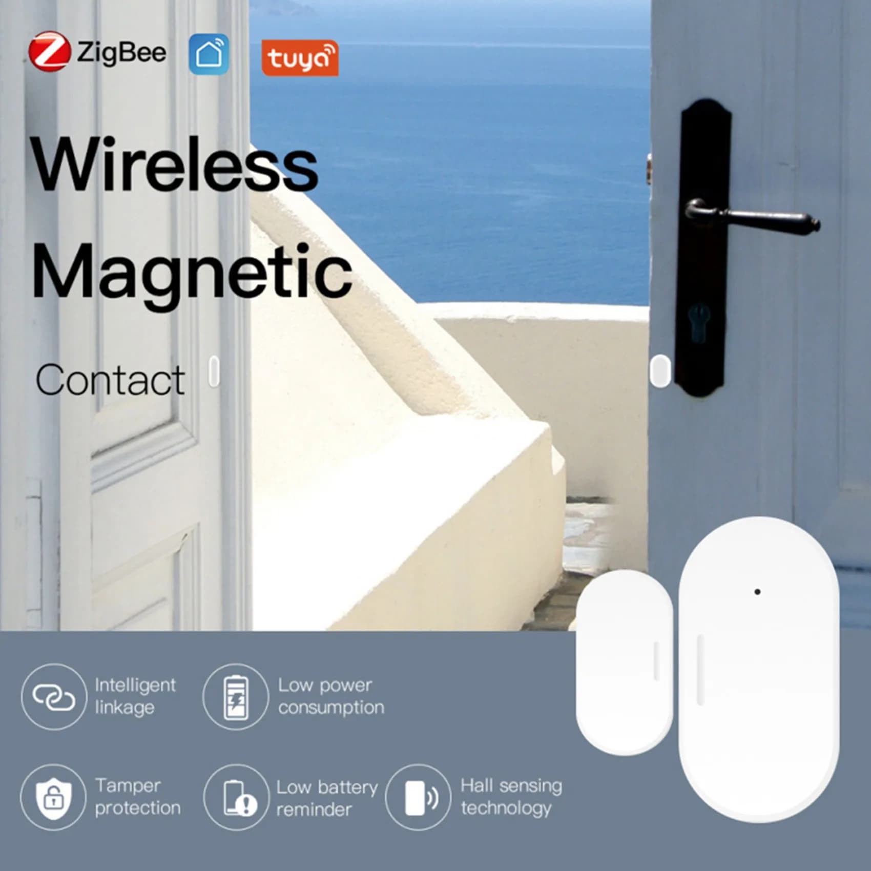 【Offerta flash!】4X Sensore per porte e finestre Tuya Zigbee Domotica intelligente Protezione di sicurezza APP Smartlife Allarme remoto in tempo reale