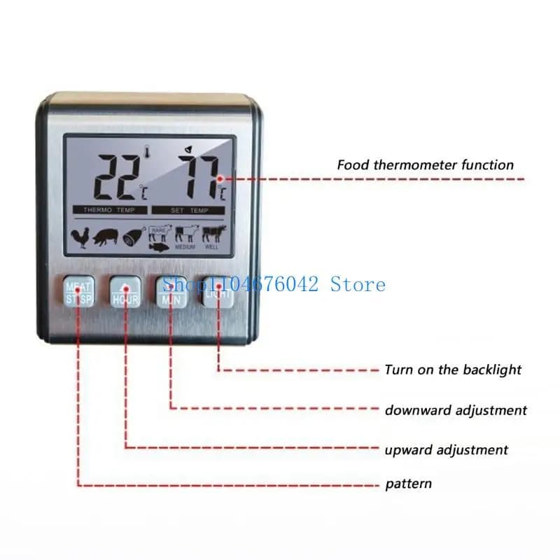 652F Termometri per Barbecue con Doppia Sonda Monitoraggio Timer e Funzione Allarme per Cucina, BBQ, Forno