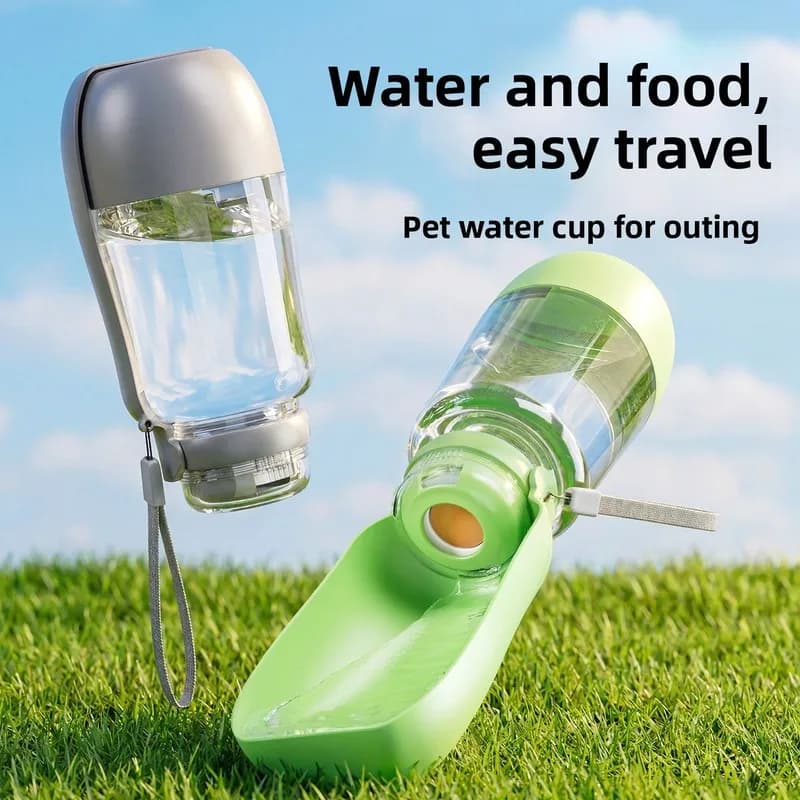 portable dog water bottle foldable pet drinking cup with food storage two in one outdoor travel dog water dispenser leak proof p