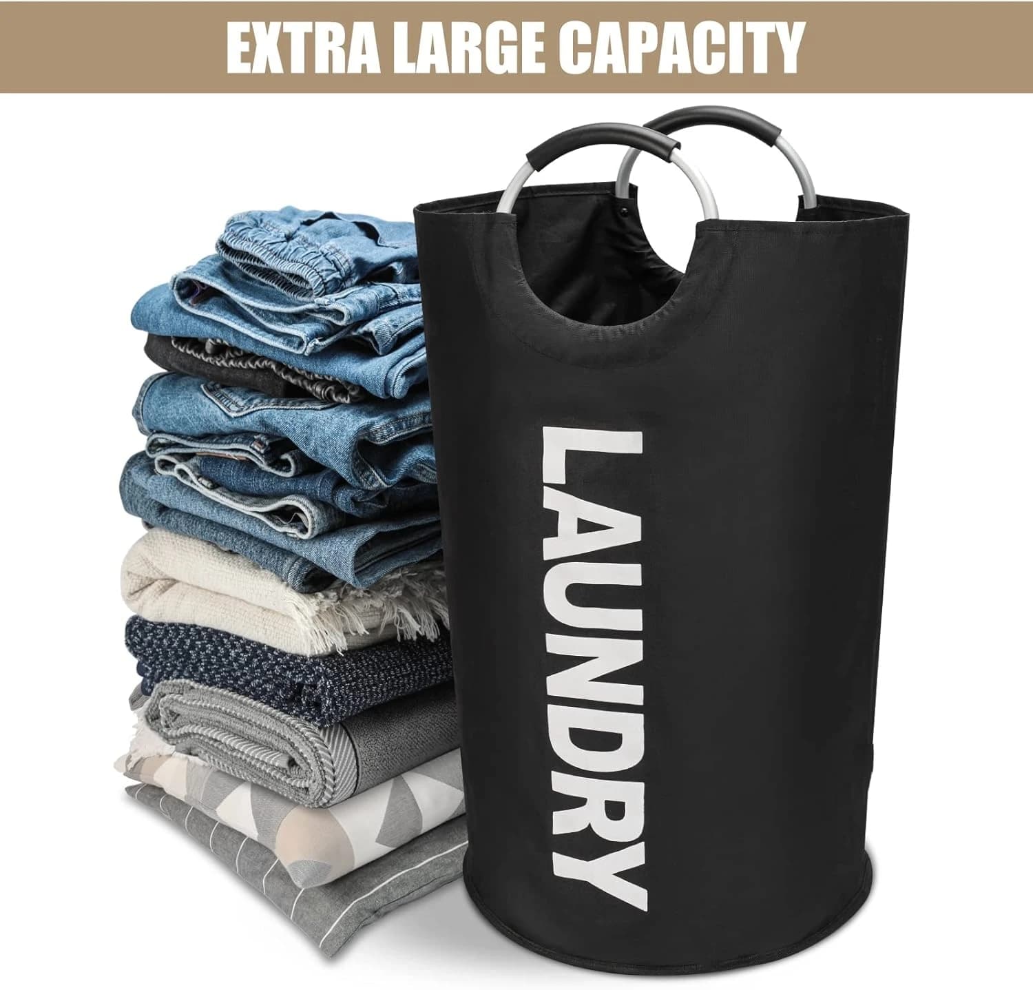 90 liters waterproof whitewashing basket, whitewashing bag with padded handles, well resting basket, folding basket