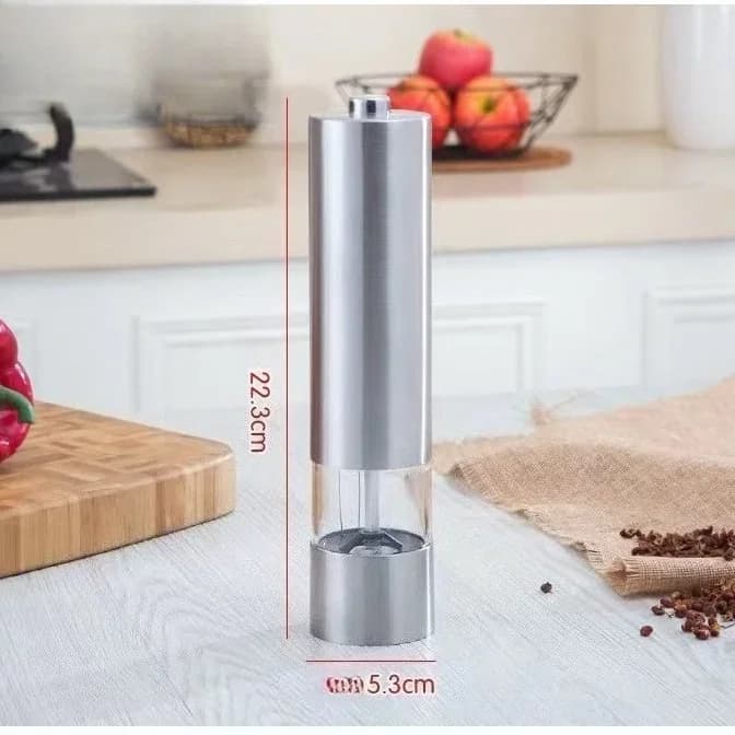 Set Macinapepe Elettrico Universale in Acciaio Inox, Macina Sale e Pepe Automatico Leggero per Cucina