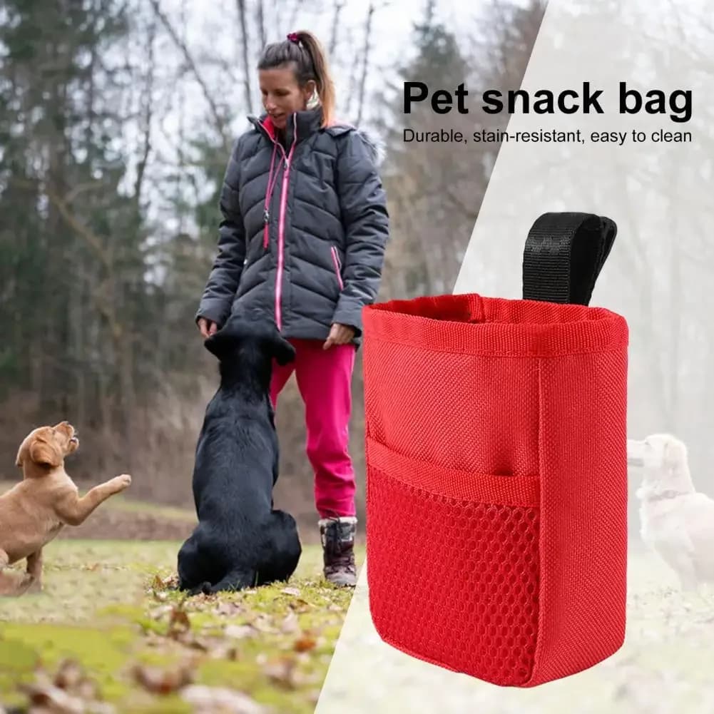 Borsa per snack per animali domestici Borsa portatile per dolcetti per cani con tasca in rete Borsa per dolcetti per animali domestici in tessuto Oxford per esterni
