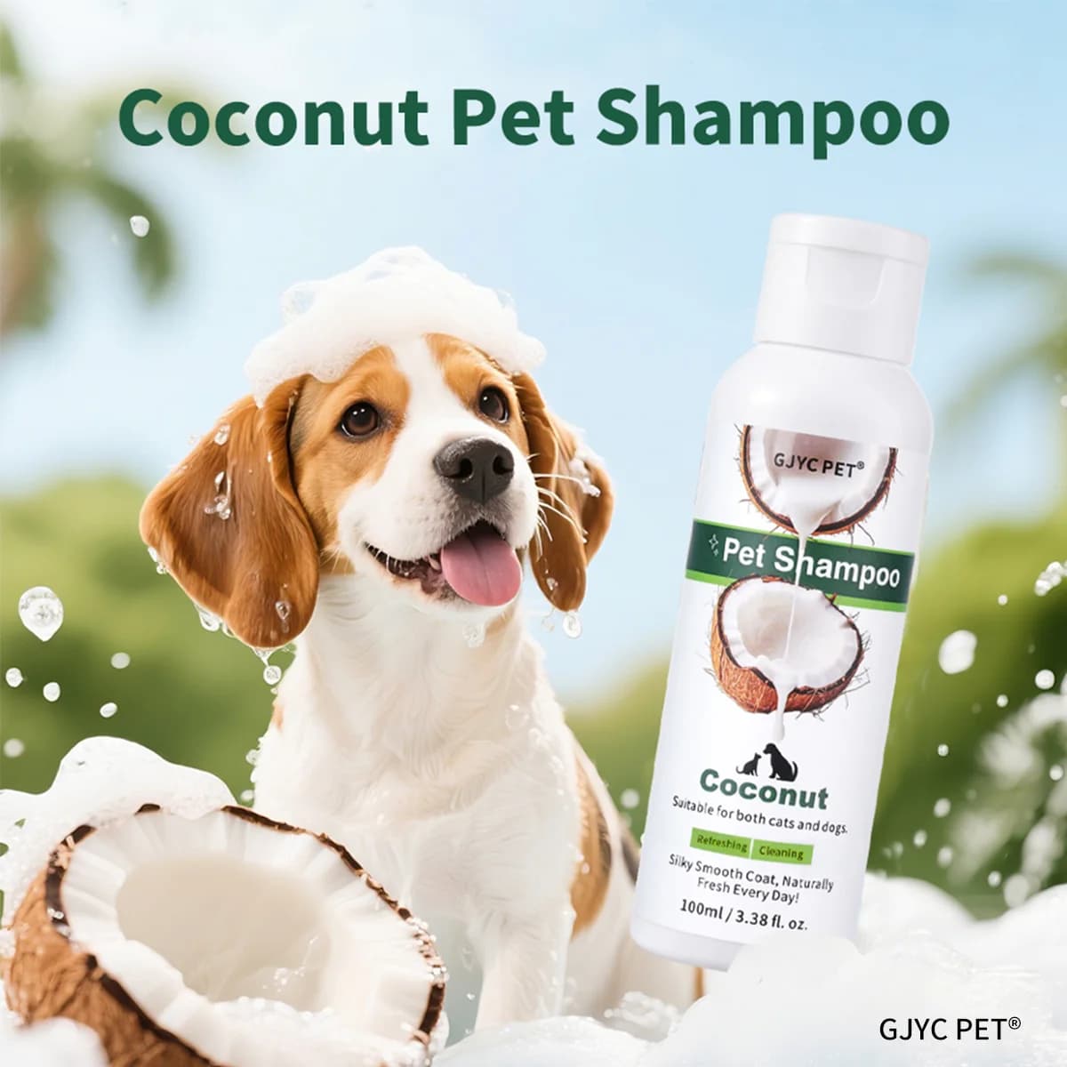 Shampoo per Animali al Cocco, Pulizia Profonda, Deodorante, Delicato, Sicuro per Cani e Gatti, Essenziale per la Cura del Pelo e della Pelle